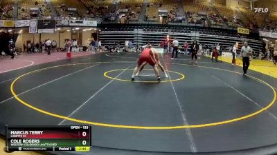 133 lbs Quarterfinal - Marcus Terry, Labette CC vs Cole Rogers, Western Colorado Unattached