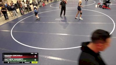 149 lbs Quarterfinal - Matthew Haggerty, Rogers Area Youth Wrestling Club vs Maxson Cercioglu, Minnesota