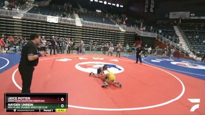 63 lbs 1st Place Match - Jayce Potter, Green River Grapplers Wrestling vs Hayden Unrein, High Plains Thunder Wrestling Club