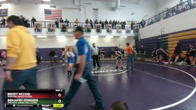 105 lbs Cons. Round 1 - Brody McCoid, Worland Middle School vs Benjamin Edwards, Shoshoni Junior High School