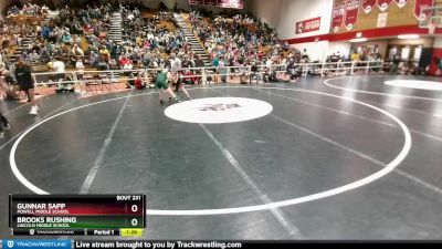 98 lbs Cons. Round 3 - Gunnar Sapp, Powell Middle School vs Brooks Rushing, Lincoln Middle School