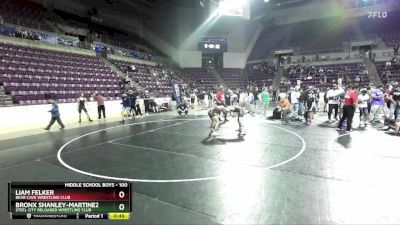 100 lbs Cons. Semi - Liam Felker, Bear Cave Wrestling Club vs Bronx Shanley-Martinez, Steel City Reloaded Wrestling Club