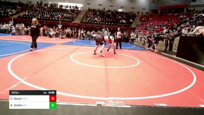 195 lbs Quarterfinal - Cooper Boyer, Mannford Pirate Youth Wrestling vs Kaleb Smith, Tulsa Blue T Panthers