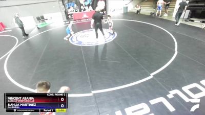 70 lbs Cons. Round 2 - Vincent Abania, Oakdale Wrestling Club vs Nahlia Martinez, California