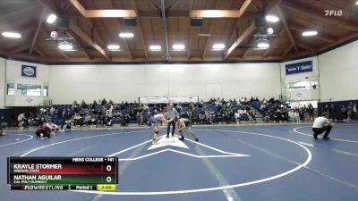 141 lbs 1st Place Match - Nathan Aguilar, Cal Poly Humbolt vs Krayle Stormer, Oregon State