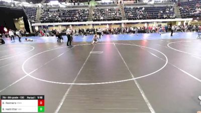 7th - 8th grade - 130 Champ. Round 1 - Brody Reimers, Iowa vs Braxton Heitritter, Ironhawk Wrestling Academy