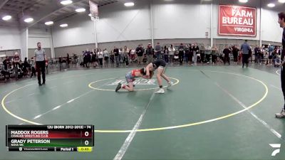 74 lbs Cons. Round 4 - Grady Peterson, Nova WC vs Maddox Rogers, Cavalier Wrestling Club