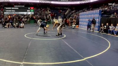 4A 165 lbs Cons. Round 1 - Mario Quivera, South Caldwell High School vs Jacob Hall, Hickory Ridge High School