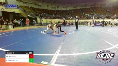 92 lbs Consi Of 4 - Max Burd, Weatherford Youth Wrestling vs Bodie Swords, Cowboy Wrestling Club