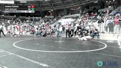 67 lbs Consi Of 16 #2 - Dominic Mendez, Claremore Wrestling Club vs Cody McClain, Berryhill Wrestling Club