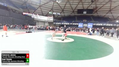 75 lbs 3rd Place Match - Cameron James, Thunder Mountain Wrestling Club vs Axel Carpio, Federal Way Spartans Wrestling