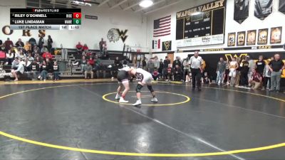 150 lbs 1st Place Match - Luke Lindaman, Waterloo West vs Riley O`Donnell, Riceville