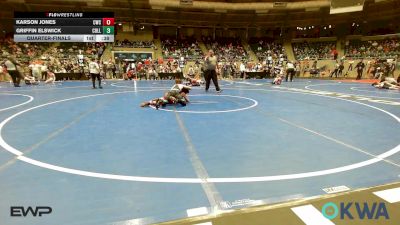 110 lbs Quarterfinal - Karson Jones, Claremore Wrestling Club vs Griffin Elswick, Collinsville Cardinal Youth Wrestling
