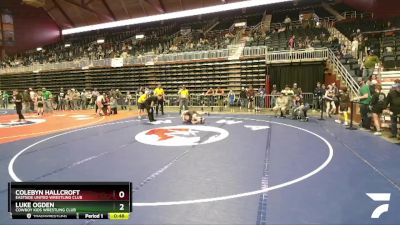 92 lbs Cons. Round 2 - Colebyn Hallcroft, Eastside United Wrestling Club vs Luke Ogden, Cowboy Kids Wrestling Club