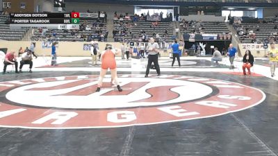 185 lbs Cons. Round 3 - Addysen Dotson, Taylor County vs Porter Tagarook, Boyle County