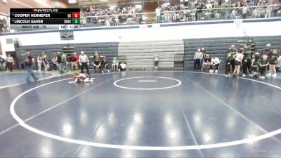 72 lbs 3rd Place Match - Lincoln Gaver, 208 Badgers Wrestling Club vs Cooper Hennefer, Declo Stingers