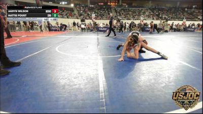 90 lbs Quarterfinal - Jaidyn Wilson, Mustang Bronco Wrestling Club vs Hattie Foust, Shelton Wrestling Academy