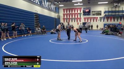 190 lbs 5th Place Match - Kailey Burr, West Delaware, Manchester vs Emma Slifer, South Tama County