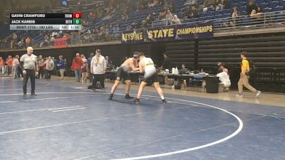 192 lbs Consy 2 - Gavin Crawford, Thomas Jefferson vs Jack Kareis, Bethel Park