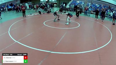 14U Boys - 140 lbs Cons. Round 2 - Cayden Rasmason, Bulldog Premier Wrestling Club vs Korben Warner, Dexter Youth Wrestling Club
