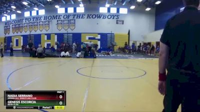 130 lbs Cons. Round 1 - Nadia Serrano, Spring Hill Wrestling Club vs Genesis Escorcia, Bear Clan