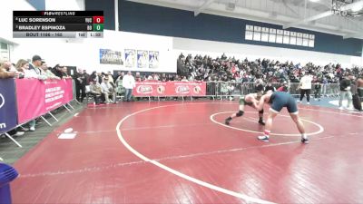 165 lbs Quarterfinal - Bradley Espinoza, Brea Olinda vs Luc Sorenson, Yucaipa