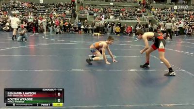 110 lbs Cons. Round 3 - Kolten Wragge, Pierce Warbirds vs Benjamin Lawson, MWC Wrestling Academy