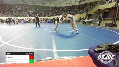 195 lbs Round Of 16 - Kanon Clift, Comanche Takedown Club vs Kaleb Smith, Tulsa Blue T Panthers