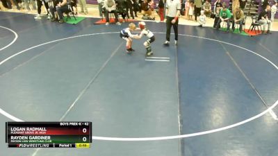 42 lbs Semifinal - Rayden Gardiner, Payson Lion Wrestling Club vs Logan Radmall, Pleasant Grove Jr. High