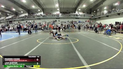 60 lbs Cons. Round 4 - Madden Coons, Team Central Wrestling Club-AAA vs Liam Barton, Blue Pride Wrestling Club-AAA