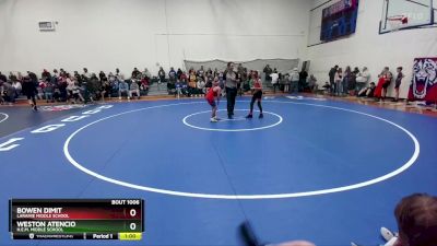 73-75 lbs Round 1 - Weston Atencio, H.E.M. Middle School vs Bowen Dimit, Laramie Middle School