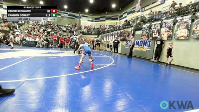 55 lbs Rr Rnd 2 - Remmi Schwahn, Chandler Takedown Club vs Cannon Corley, Harrah Little League Wrestling