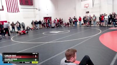 114 lbs Cons. Semi - Carlos Diaz, Southport Wrestling Club vs Masen Byrns, South Gibson