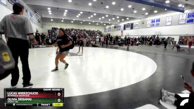 71 lbs Champ. Round 1 - Lucas Wierzchucki, Reverence Grappling vs Olivia Srisamai, Legacy WC