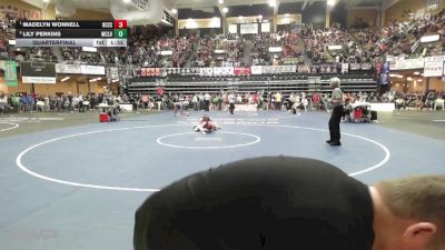 145 lbs Quarterfinal - Madelyn Wonnell, Rossville HS vs Lily Perkins, McLouth HS
