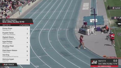 2026 AAU Junior Olympic Games - Youth Girls' 200m Hurdles, Prelims 9 - Age 13