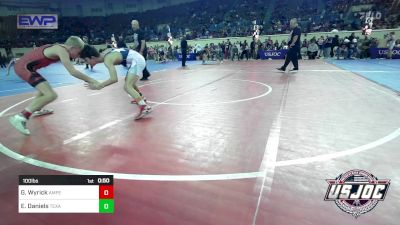 100 lbs Consi Of 8 #2 - Gunner Wyrick, Amped Wrestling Club vs Ethan Daniels, Texas Select Wrestling