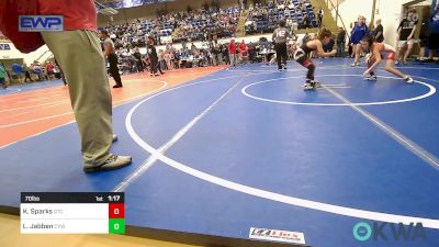 70 lbs Rr Rnd 2 - Kiowa Sparks, Grove Takedown Club vs Logan Jabben, Caney Valley Wrestling