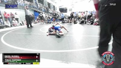 92 lbs Semis (4 Team) - Diezel Russell, East Kansas Eagles Red vs Tobias Martinez, Kansas Mayhem