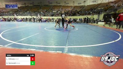 90 lbs Semifinal - Landon Villines, Weatherford Youth Wrestling vs Graham Schmidt, Brawlers