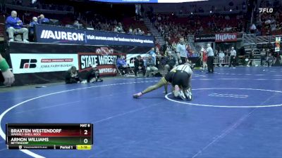 3A-175 lbs Champ. Round 2 - Braxten Westendorf, Waverly-Shell Rock vs Armon Williams, Bettendorf