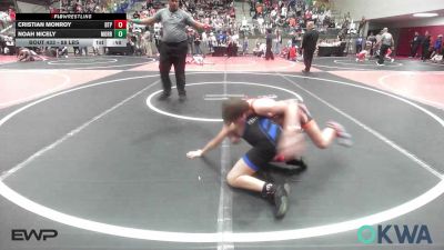 88 lbs Consi Of 8 #1 - Cristian Monroy, Tulsa Blue T Panthers vs Noah Nicely, Morris Eagle Wrestling Club