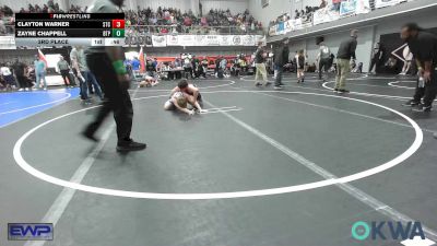 110 lbs 3rd Place - Clayton Warner, Sallisaw Takedown Club vs Zayne Chappell, Tulsa Blue T Panthers