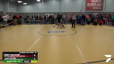 45 lbs Quarterfinal - Clint Ritter, Willie Walters Wrestling Club vs Rhett Williford, Hanover Hawkeye Youth Wrestlin