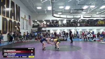 117 lbs Semifinal - Ana Malovich, Grand Valley State vs Yu Sakamoto, Northern Michigan University