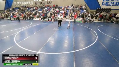 105 lbs Quarterfinal - DevRee Hislop, Uintah Girls Jr High vs Jayda Mendoza, Roy Wrestling Club