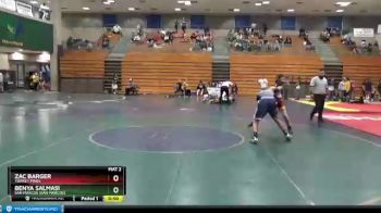 120 lbs Consolation 1st - Benya Salmasi, San Marcos (San Marcos) vs Zac Barger, Torrey Pines