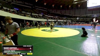 National 6-8 120 Cons. Round 1 - Baker Hartman, Smithfield Youth Wrestling vs Canyon Firth, Poquoson Athletic Association