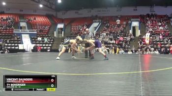 175 lbs Quarterfinals (8 Team) - Vincent Saunders, Fowlerville HS vs Ty Bensinger, Gaylord HS