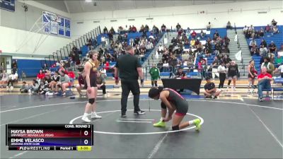 138 lbs Cons. Round 2 - Maysa Brown, University Nevada Las Vegas vs Emme Velasco, Arizona State Club